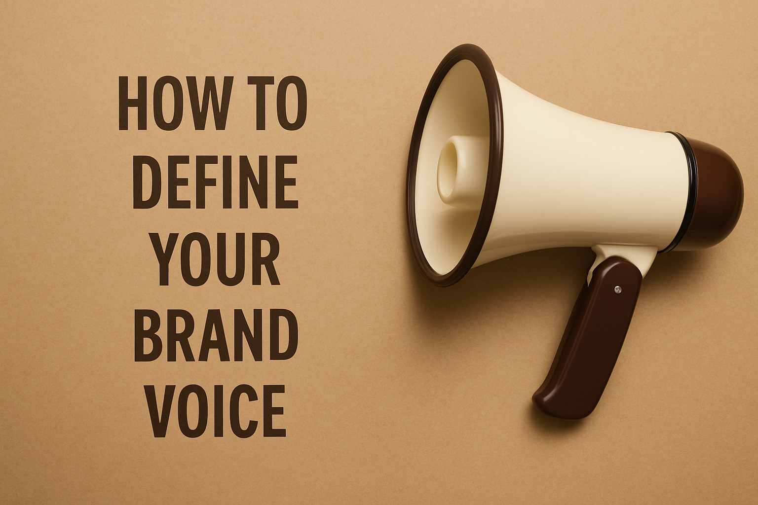 Megaphone on brown background with the text How to Define Your Brand Voice