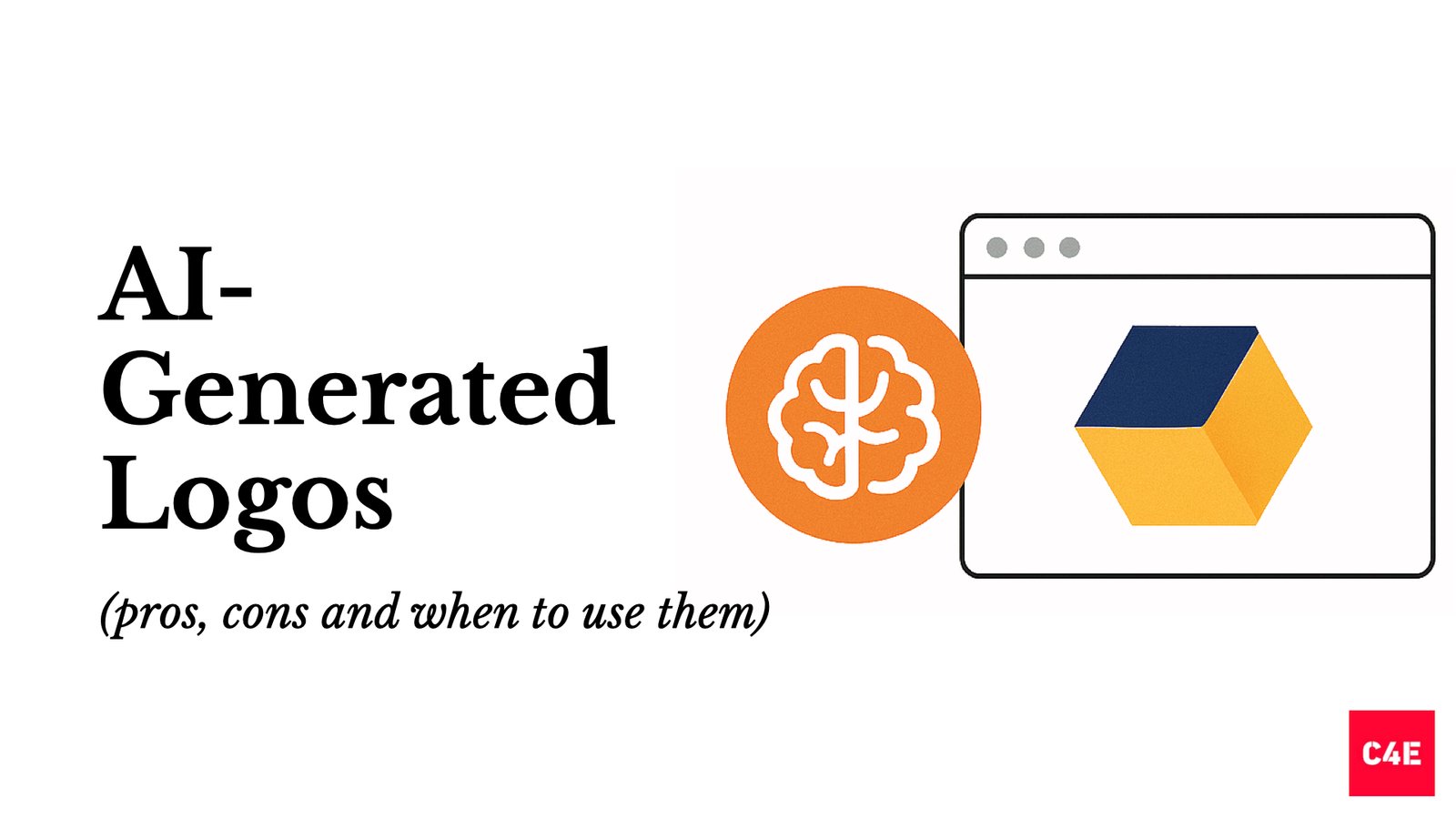 AI-generated logos cover image with browser window illustration