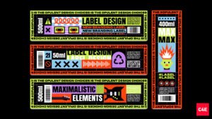 Maximalist branding design with bold colors and layered typograph