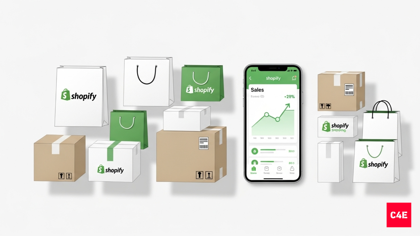Shopify mobile app with growing sales and D2C packaging around it.