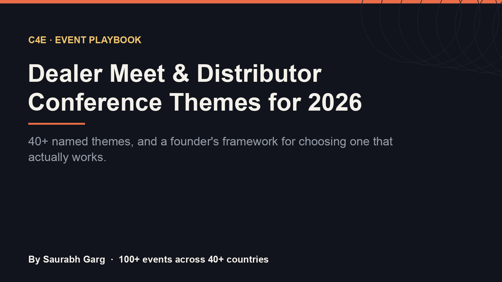 Dealer meet and distributor conference themes for 2026, a C4E event playbook by Saurabh Garg
