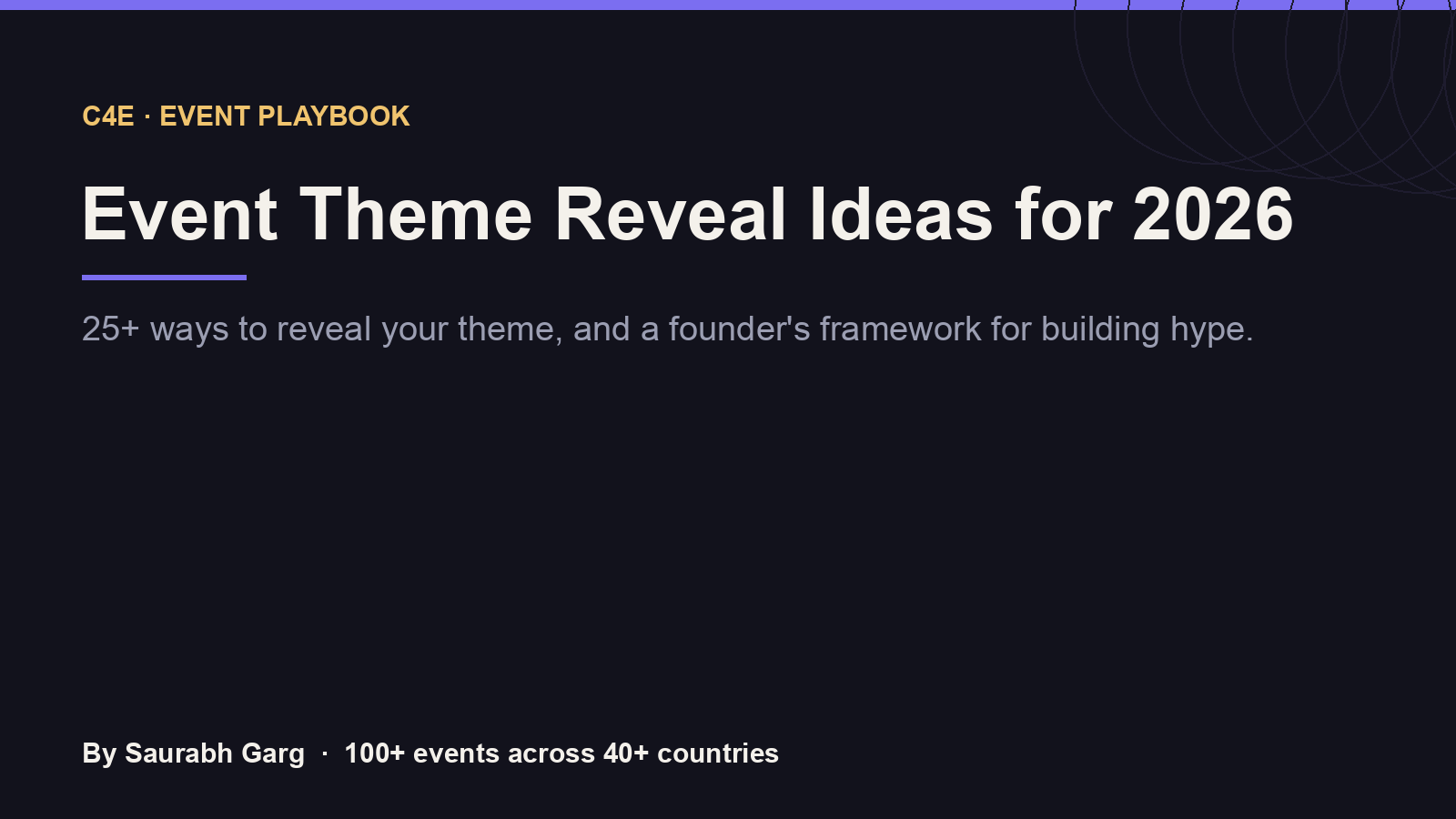 Event theme reveal ideas for 2026, a C4E playbook by Saurabh Garg