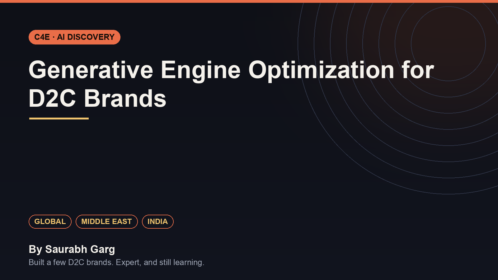 Generative Engine Optimization for D2C Brands - C4E, by Saurabh Garg