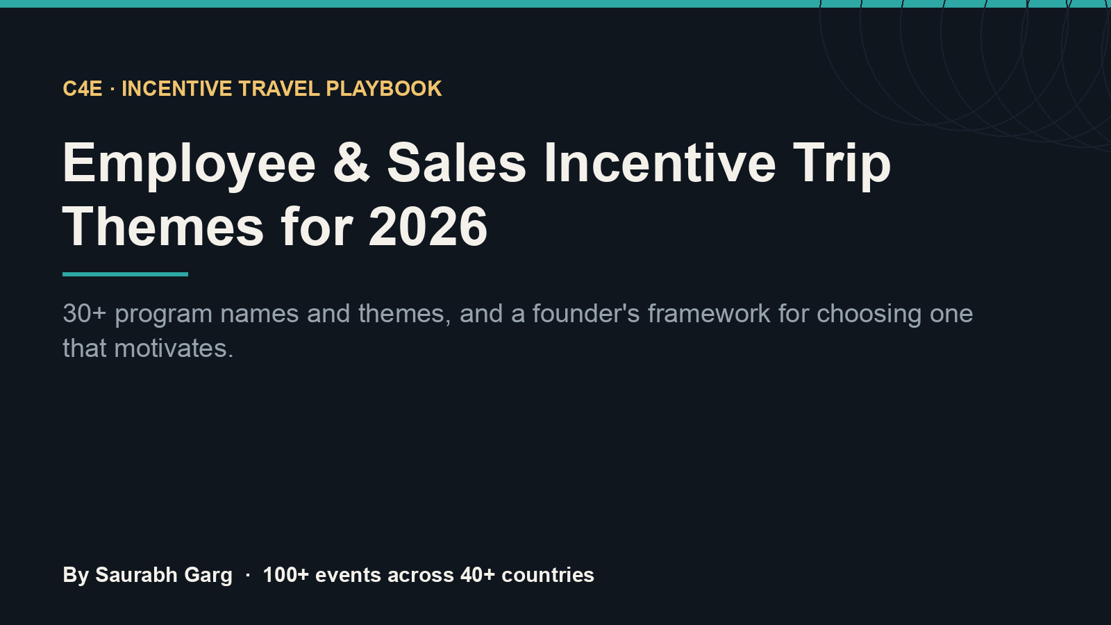 Employee and sales incentive trip themes for 2026, a C4E playbook by Saurabh Garg